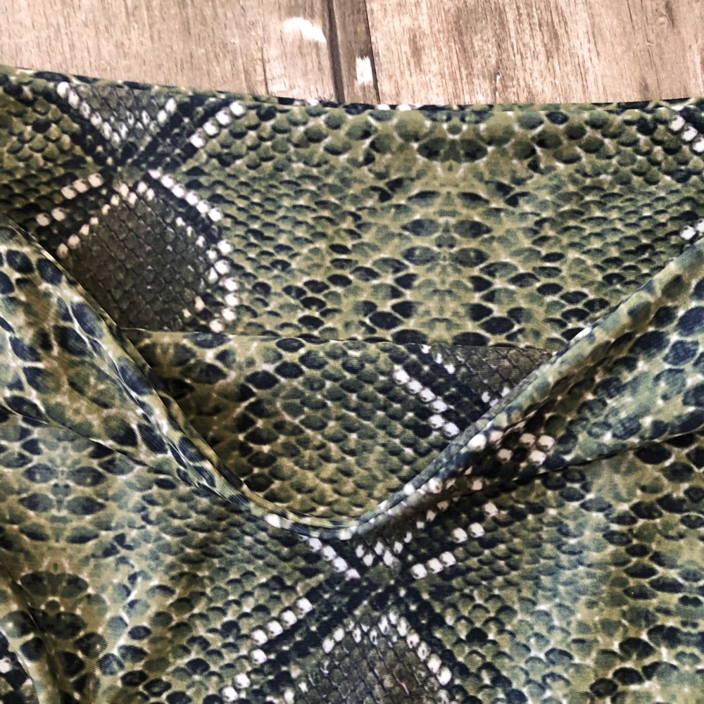 Zaful High Rise High Cut Green Python Bandeau Sna… - image 3